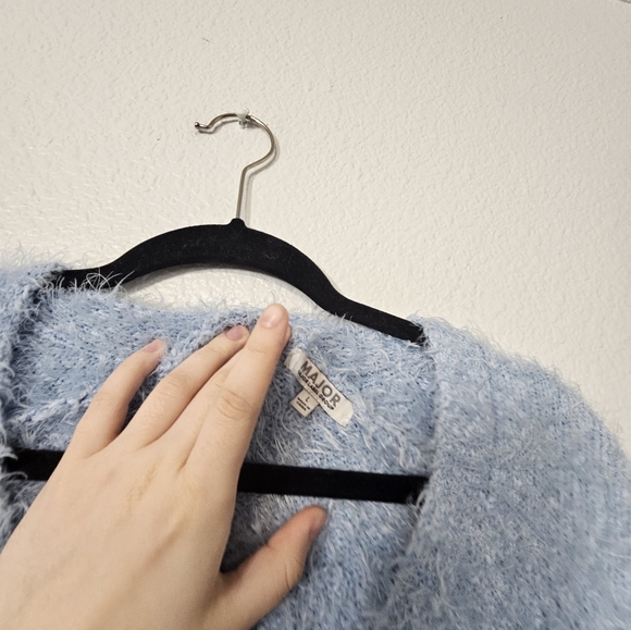 Major Fuzzy Sweatwr Cardigan Sz L - Picture 3 of 5